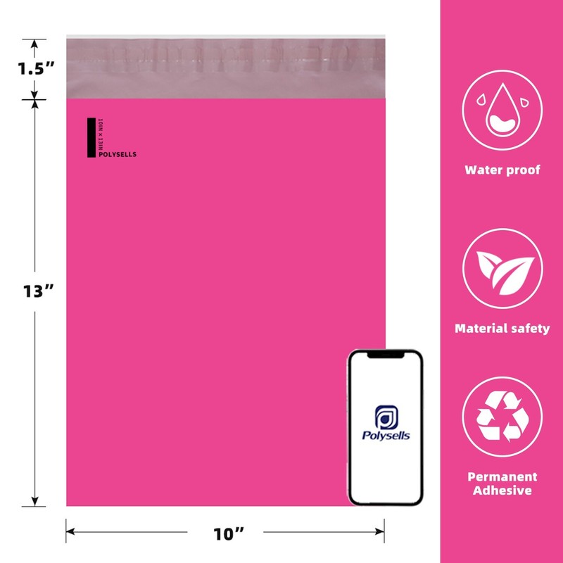 1000 10x13 Poly Mailers Envelopes Self Sealing Shipping Mailers Pink POLYSELLS gallery