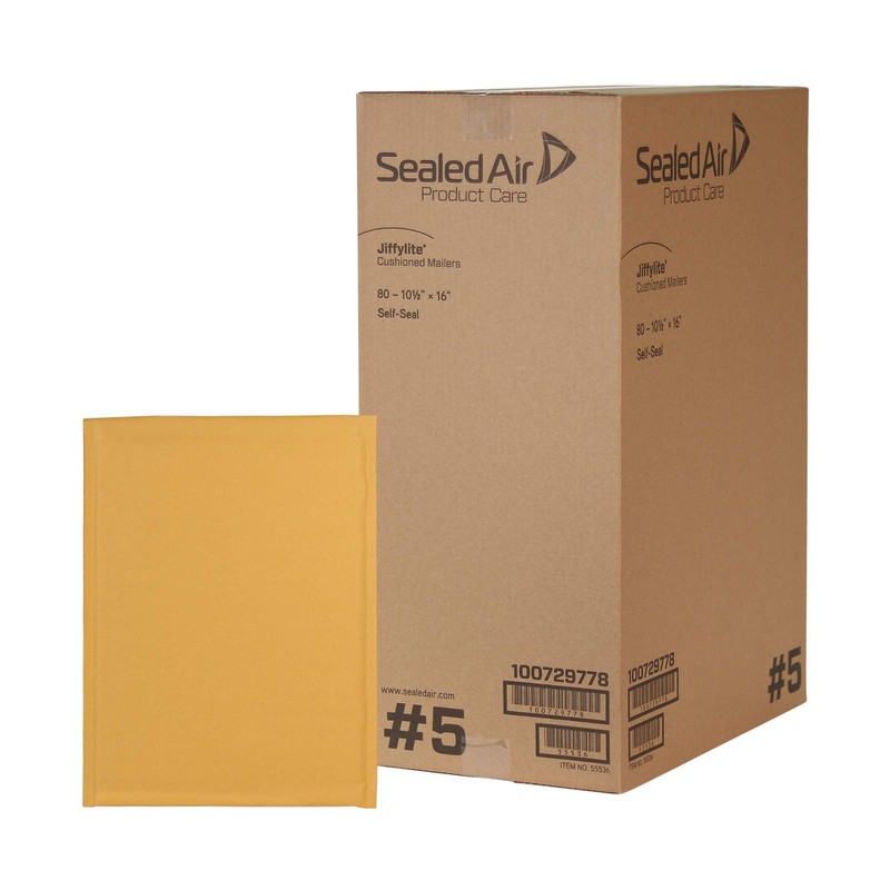 Sealed Air Jiffylite Self-Seal Bubble Mailer, #5, #5 - 10-1/2"x 16", Manila