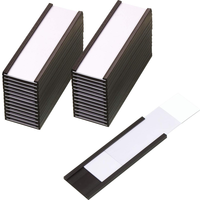 Outus 30 Pcs 3 x 1 Inch Magnetic Label Holders Locker Name 3 x 1 Inch, Black