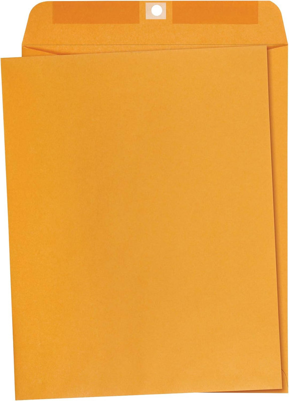 Clasp Kraft Envelopes for Documents, Gummed Mailing Envelope, 9" X 12", 100-Pack