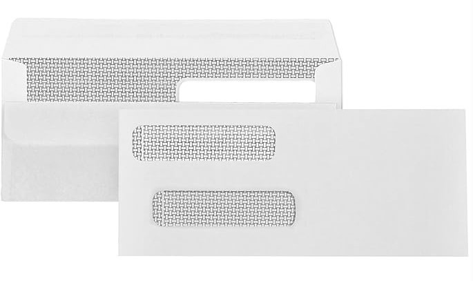 500 No. 8 Double Window Security Check Envelopes – 3 5/8 X 8 11/16 Inch