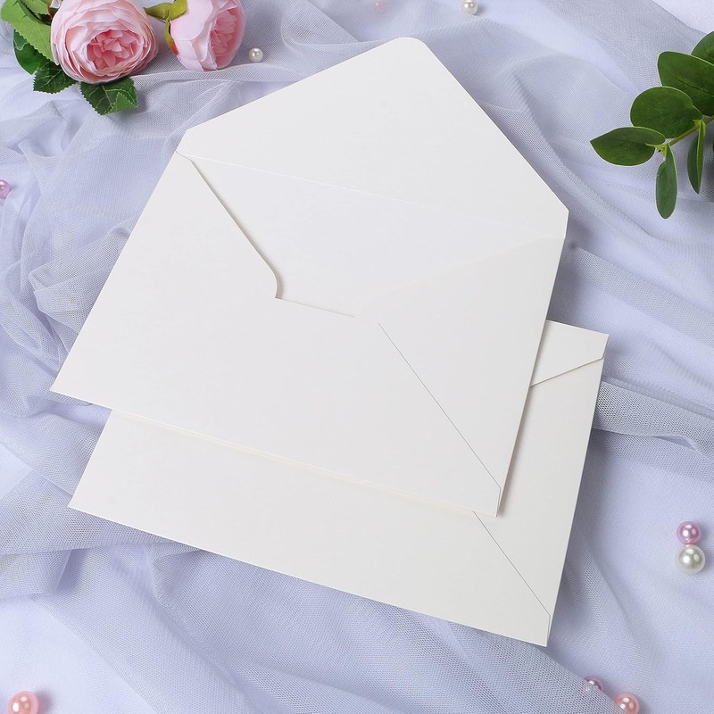 50 Pack 80lb Thick A7 Envelopes, Sparkle Ivory Heavy Duty 5x7 Envelopes, Perf... gallery
