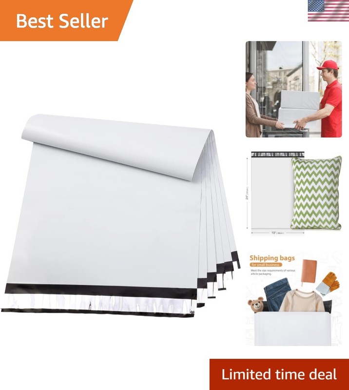 100 Pcs Self-Sealing Poly Mailers 19×24 | Heavy-Duty & Waterproof Shipping Bags