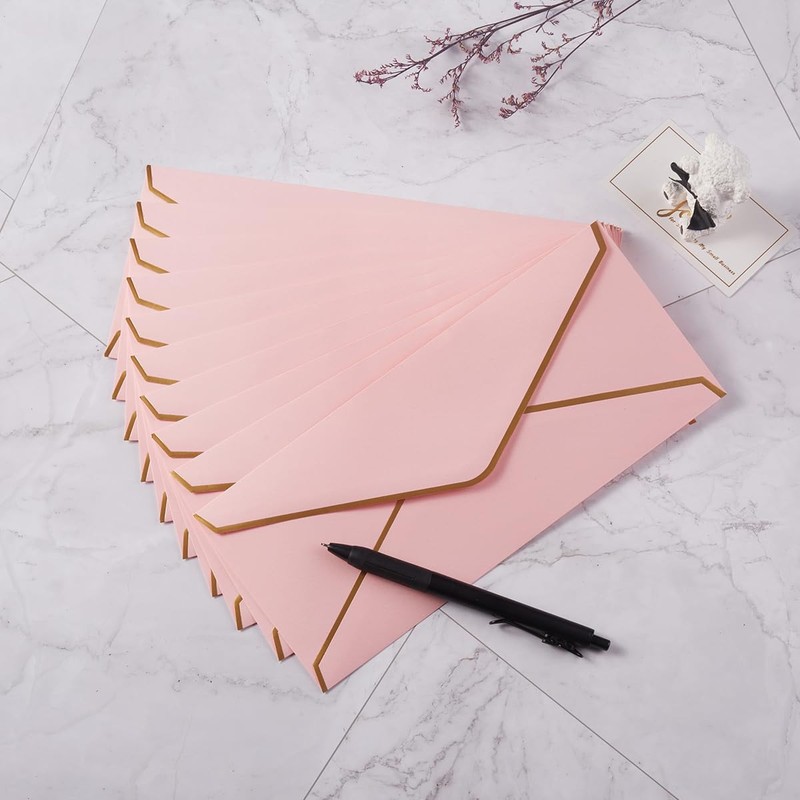 100 Pack #10 Business Envelopes with Gold Border, Self Seal Standard Envelope... gallery