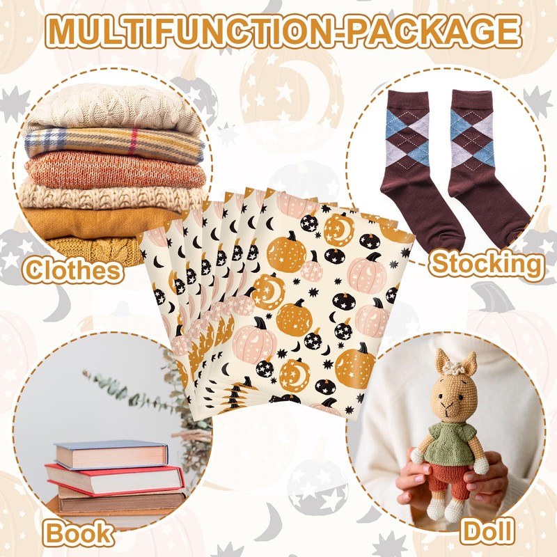 100Pcs Fall Poly Mailers 10 x 13 Inch Orange Pink Pumpkin Packaging Bags Wate... gallery