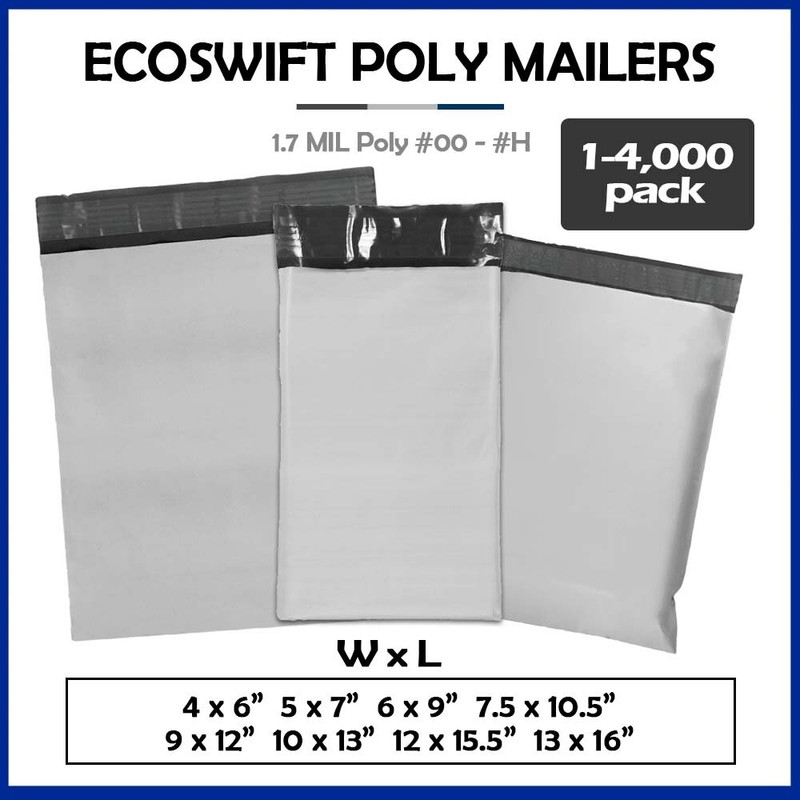 Poly Mailers 1.70 MIL Envelopes Shipping Mailing Bags 1000, 500+ More Sizes