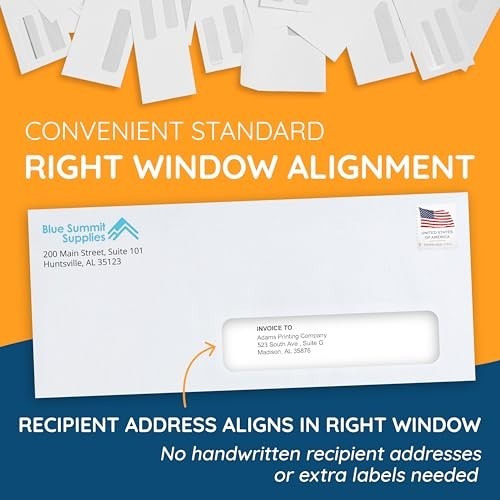 500 Self-Seal Number 10 Window Envelopes - Security Lining for Invoices & Docume gallery