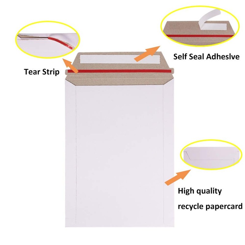 100 Pack 9X12 inch Self Seal Photo Document Mailers Stay Flat White Cardboard... gallery