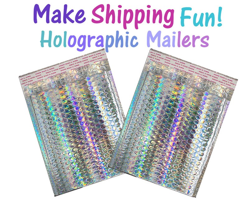 8×12 Holographic METALLIC BUBBLE MAILER, Self Sealing Padded Designer Envelopes