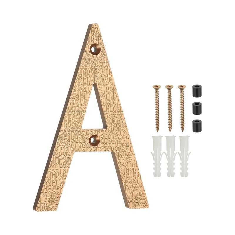 6 Inch Letter A ABS Plastic Floating House Number with Nail Kit, Gold Tone