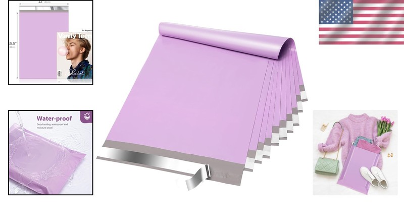 50 Light Purple 12x15.5 Poly Mailers - Waterproof Heavy Duty Shipping Bags gallery