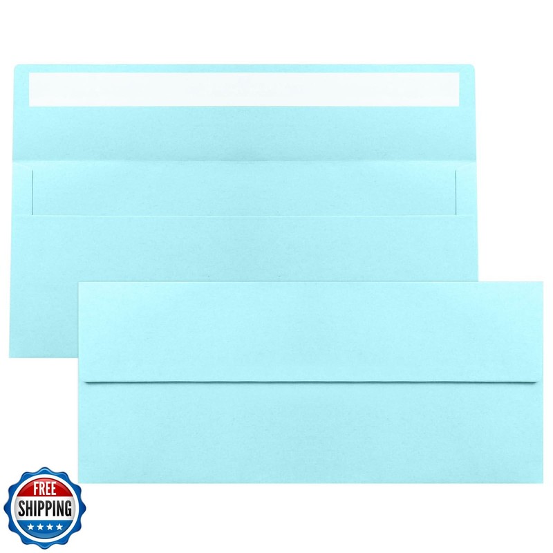 50 Pack Light Blue #10 Business Envelopes, Standard Envelopes Self Seal, 4 1/