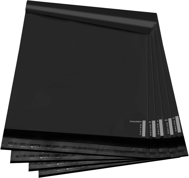 100 Pack Large Poly Mailers Stylish Black Shipping Bags for Small Business 10×13