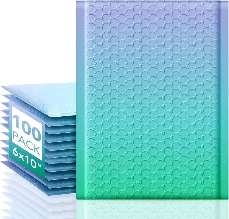 Fuxury Cute Design Bubble Mailers 6×10″ 100Pack Opaque Padded Envelopes Green