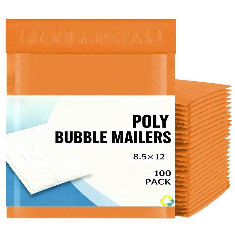 #2 8.5×12 8.5×11 Color Poly Bubble Envelopes Mailers Padded Bags ORANGE 100 Pcs