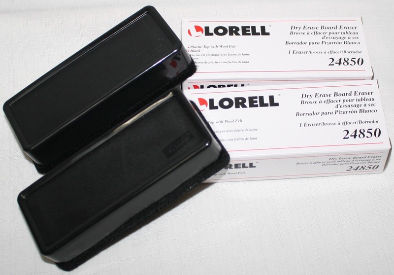 Lot of 2 each Lorell Dry-Erase Board Erasers, Cloth, 2-3/16″x5-3/16″x1-5/16″, Bk