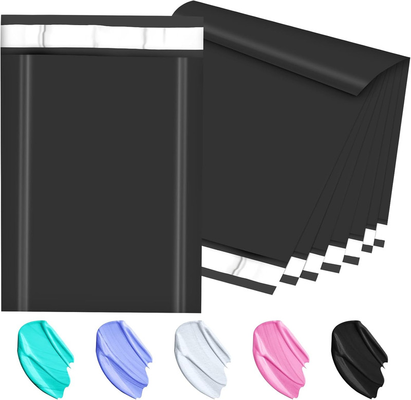 Poly Mailers 10X13 Inch 200 Pcs, Black Shipping Bags, Mailing Envelopes with Sel