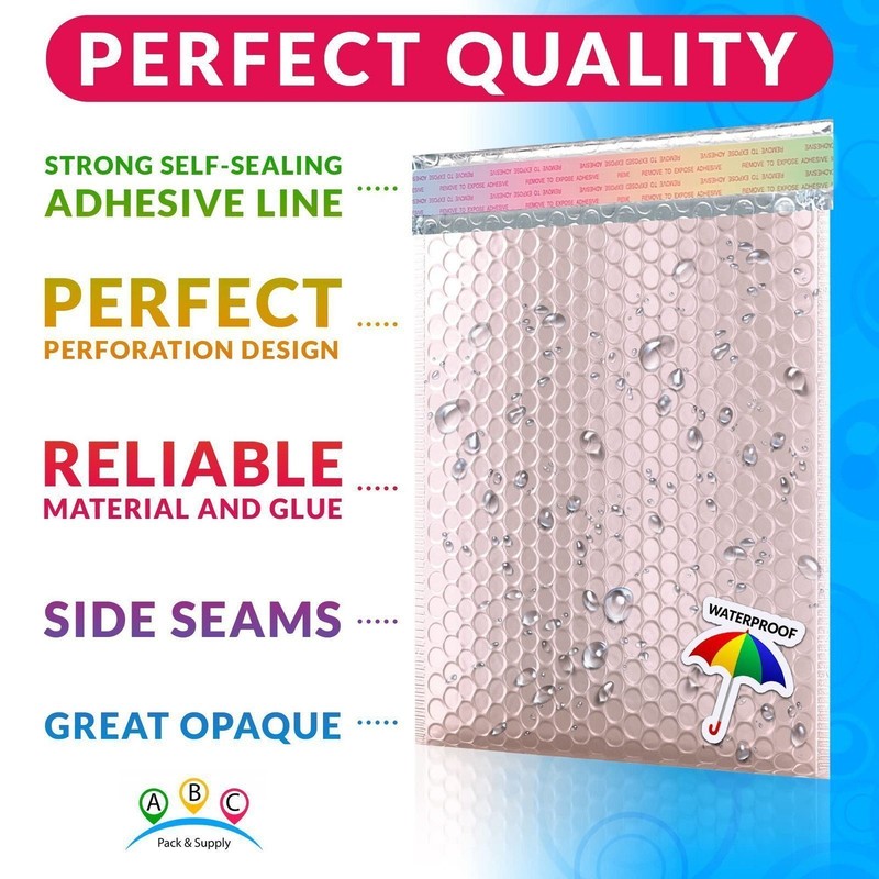 200ct 9.5x13.5 Matte Metallic Rose Gold Poly Bubble Shipping Mailers Envelopes gallery