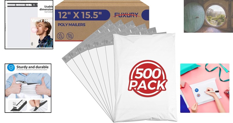 500-Pack White Poly Mailers 12x15.5” - Lightweight, Dust Resistant Shipping Bags gallery