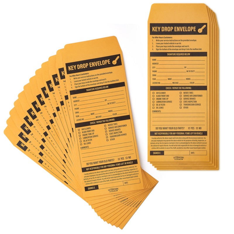 Key Drop Envelopes 500 ct | Auto Repair Night Drop Key Envelopes | Automotive…