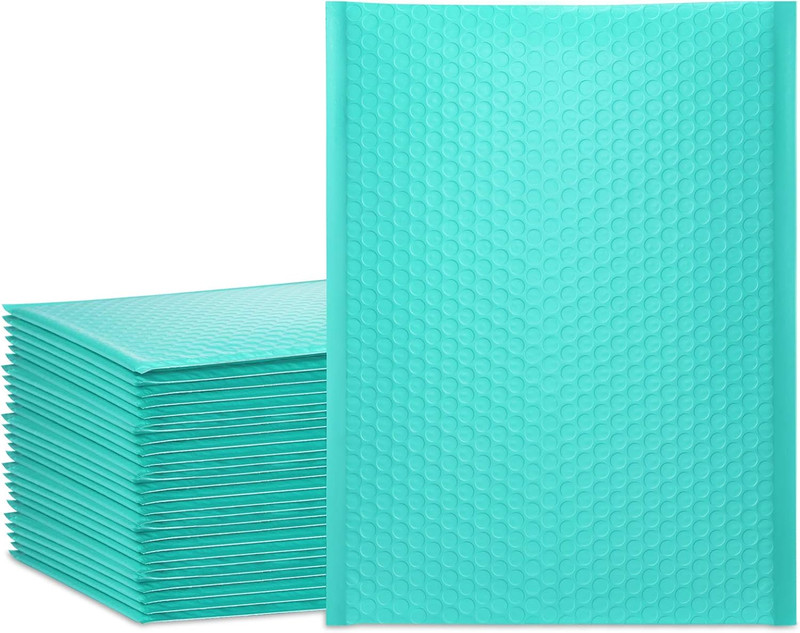 Bubble Mailers 10.5X16 Inch Teal 25 Pack Poly Padded Envelopes Large #5 Mailing
