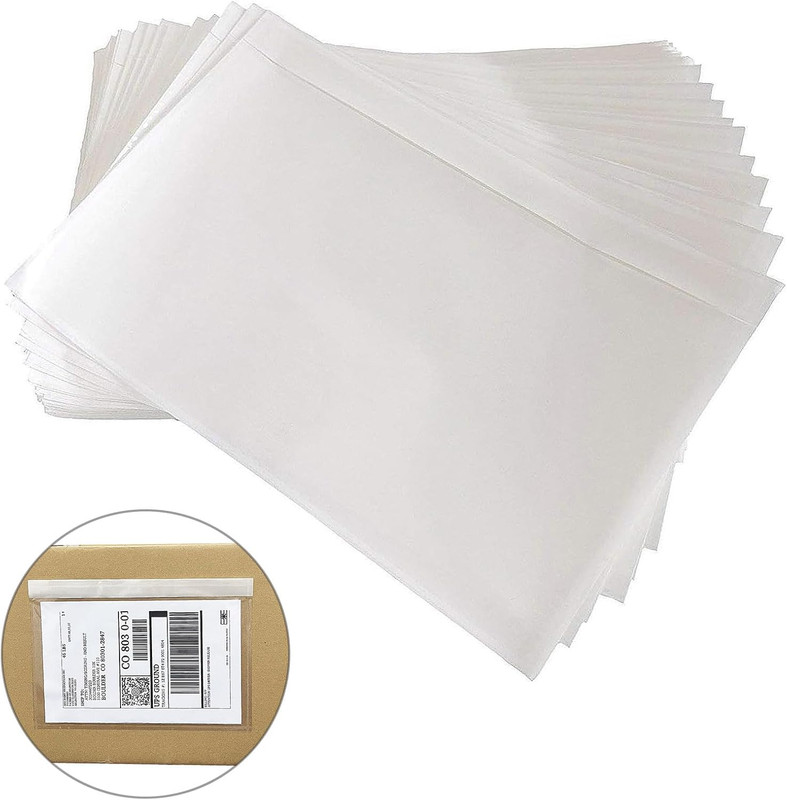 Clear 9.5'' X 6.7'' Adhesive Shipping Label Pouches/Sleeves, Plastic Packing Sli gallery