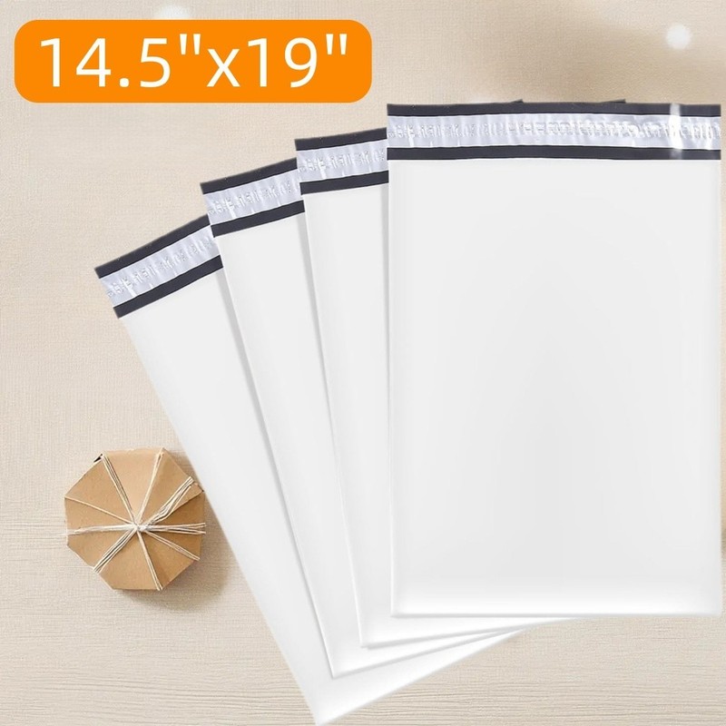 14.5×19 Inch White Pack Poly Mailers Shipping Envelopes, Strong Adhesive Sealing