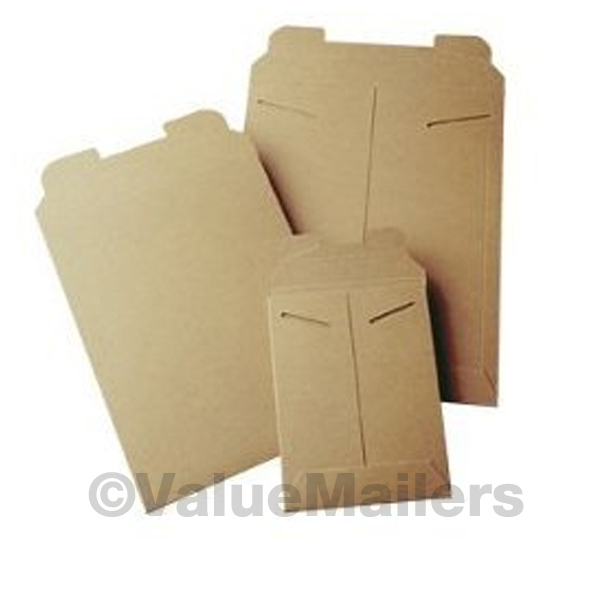 100 – 13 x 18 Kraft Rigid Photo Mailers Tab Locking Stay Flats 13×18 Stayflats