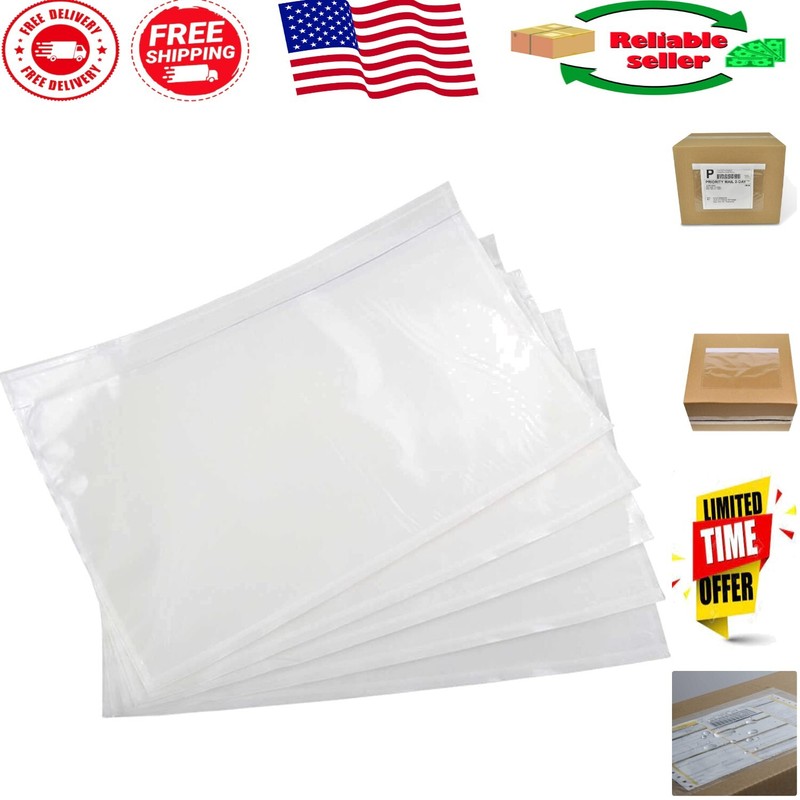 Durable Clear 7.5” x 5.5” Shipping Label Pouches – Self-Adhesive Protection