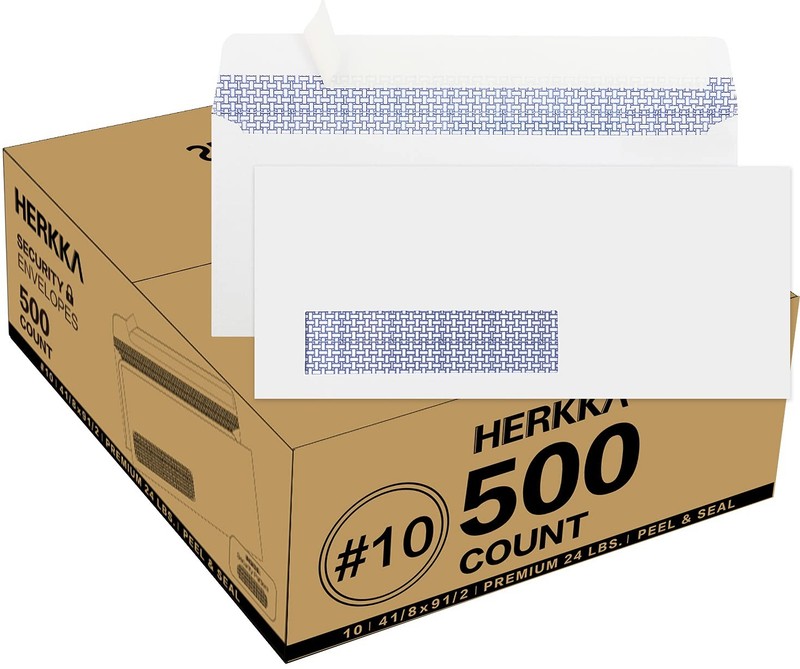 500 Pack #10 Single Left Window SELF Seal Security Envelopes, One Size, Blue