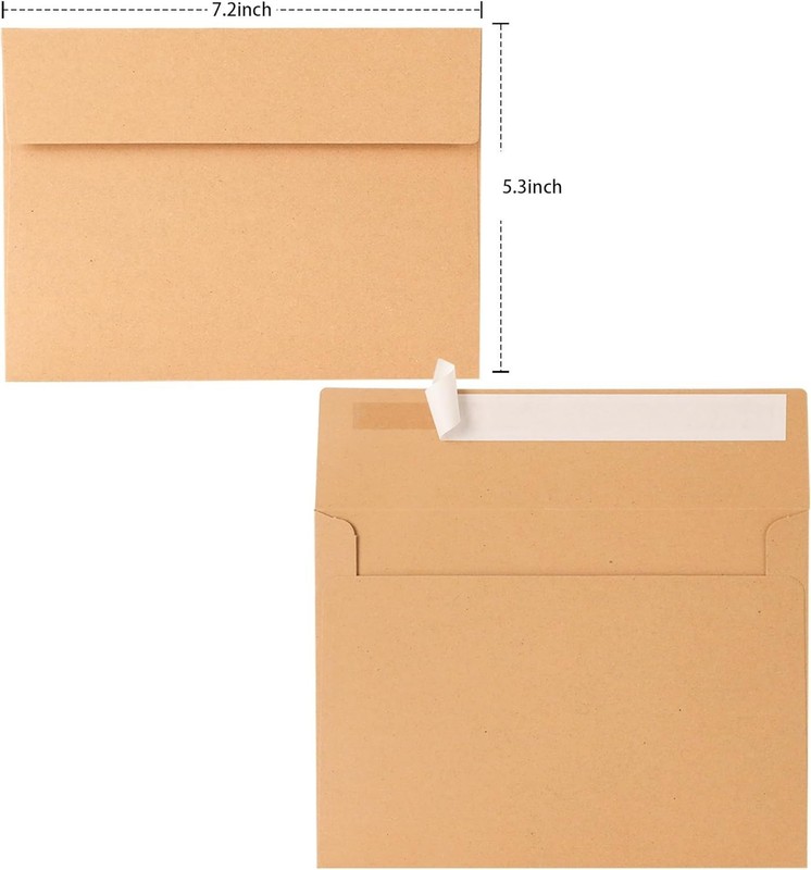 50 Pack Self-Sealing A7 Kraft Envelopes, 5x7 Inch for Invites & Personalization gallery