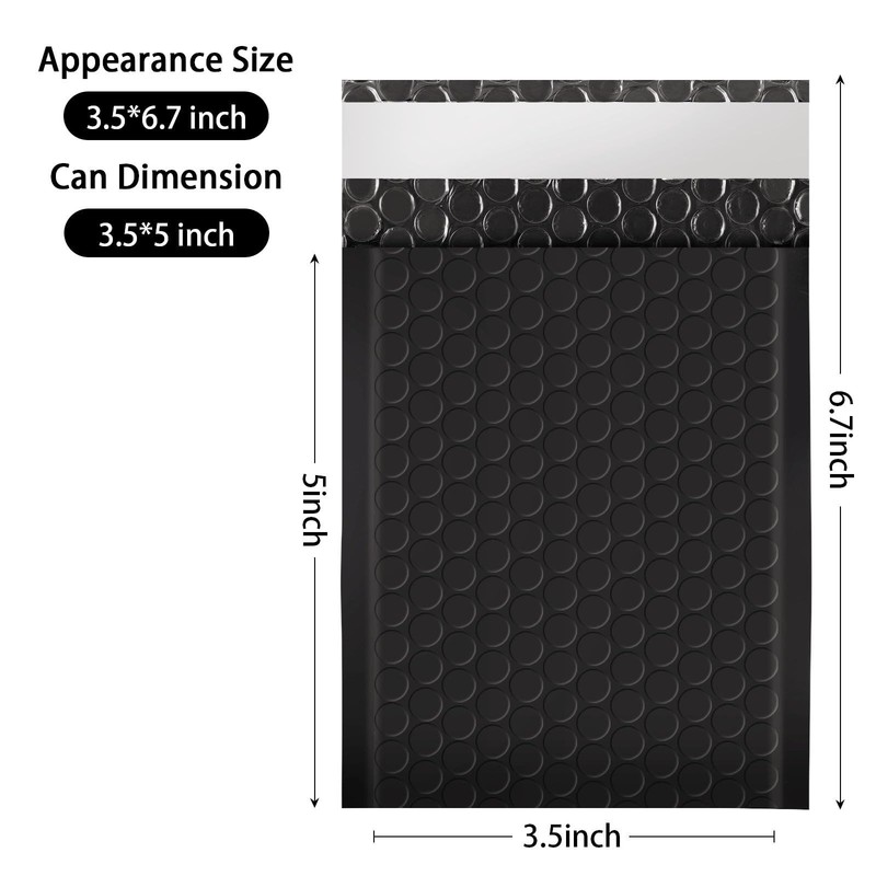 Bubble Mailers 3.5X5 Inch 50 Pcs,Small Self-Sealing Mail Shipping Bags,Black pad gallery