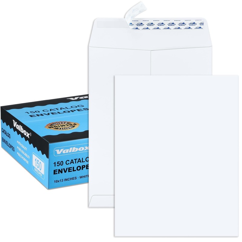 10×13 Self Seal Catalog Envelopes 150 Packs Large White Envelopes with Peel a…