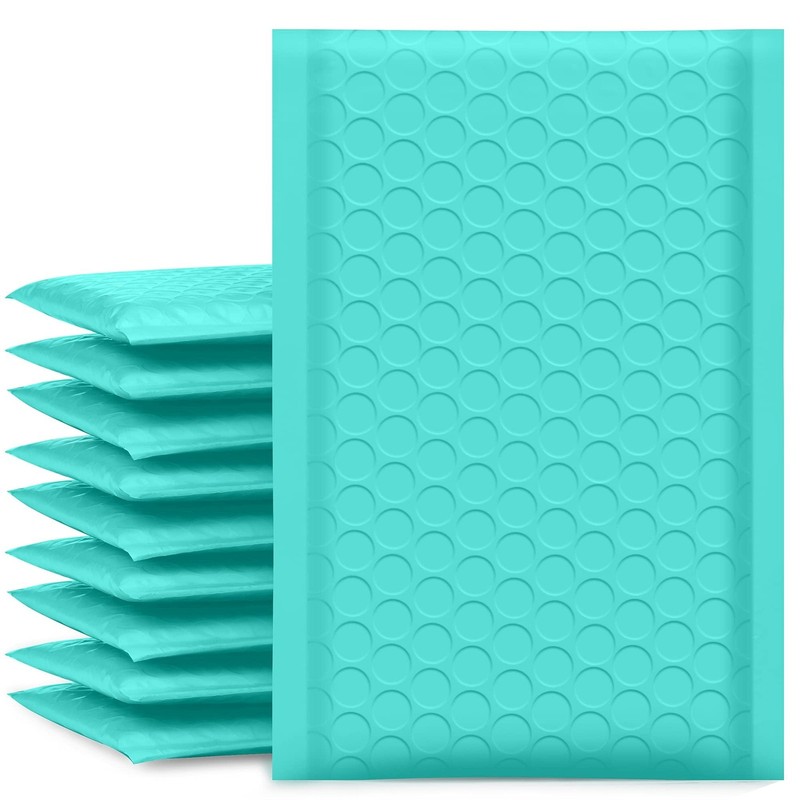 Bubble Mailers 4×8 Inch Teal 50 Pack Usable Size 4×7 Inch Poly Padded Envelop…