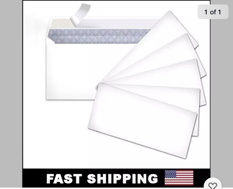 60 White Letter Mailing Envelopes Peel and Self-Seal Security 4-1/8 x 9-1/2 No10