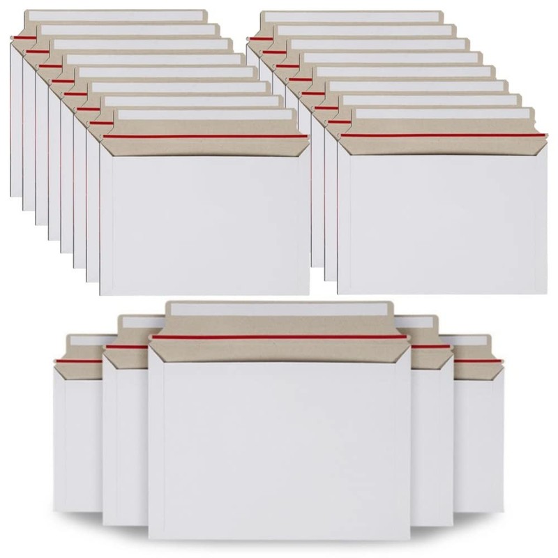 100 Pcs 6×10 Inch White Rigid Mailers SelfSeal Stay Flat Cardboard Envelope