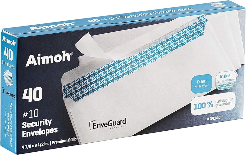 Security Tinted Self-Seal Envelopes – No Window, EnveGuard, Size 4-1/8 X 9-1/…