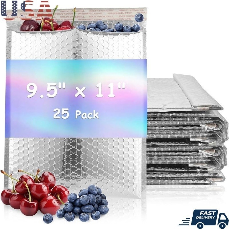 Insulated Bubble Mailers Pack of 25 Self-Seal Thermal Shipping Envelopes New