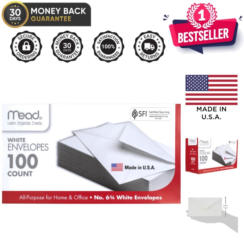 Elegant 100 Count White Security Envelopes 6 3/4 Inches – Your Mailing Solution