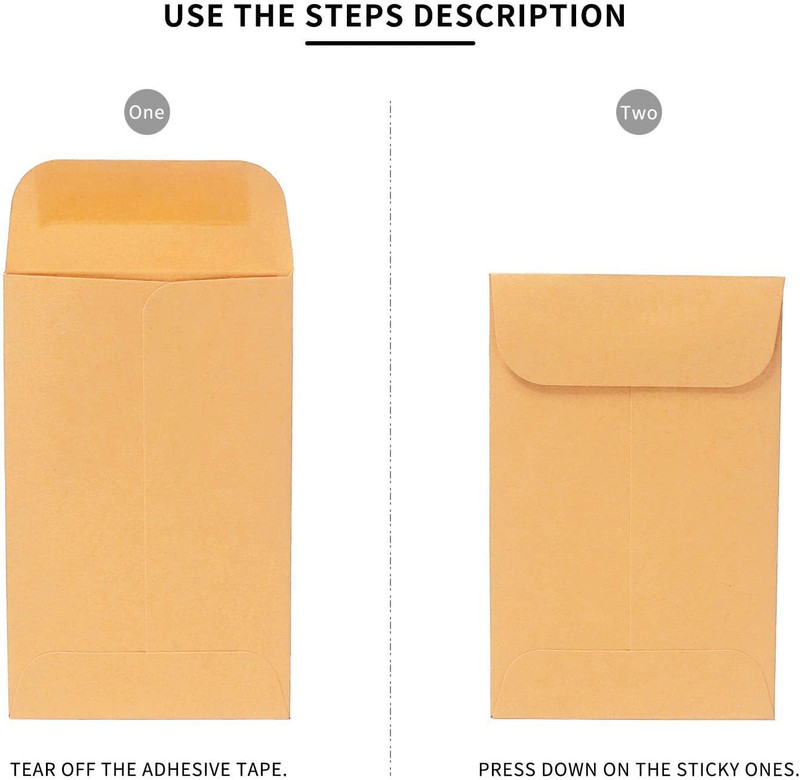 500 PCS #3 Coin Envelopes, 2-1/2” X 4-1/4” Inches Brown Kraft Envelopes Classic gallery