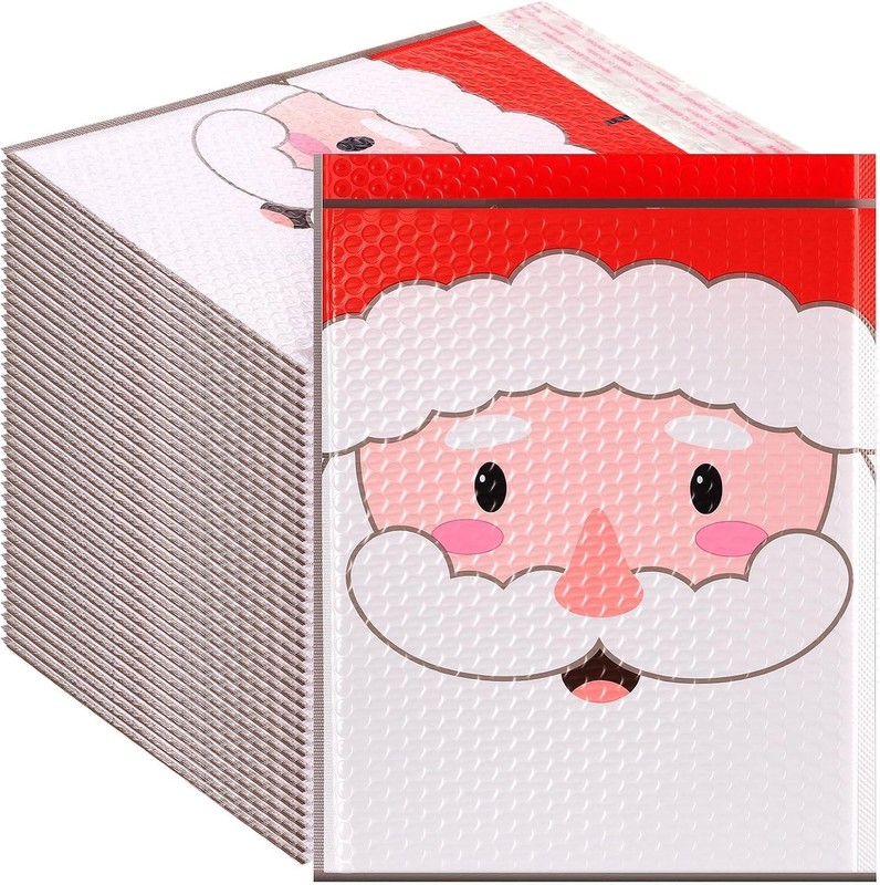 100 Pcs Large Christmas Poly Bubble Mailers 10 x 13 Inch Padded Envelopes santa