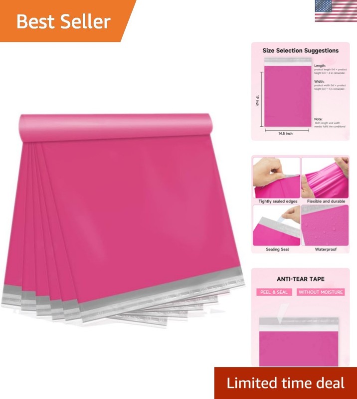 Pink Poly Mailers 14.5X19 100 Pack, Strong Adhesive Shipping Envelopes for Cl…