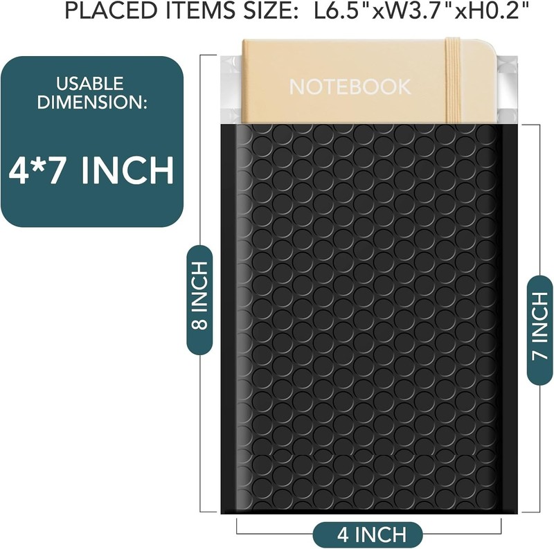 4x8 Inch Bubble Mailer 50 Pack,Black Bubble Mailers, Waterproof Self Seal Adh... gallery
