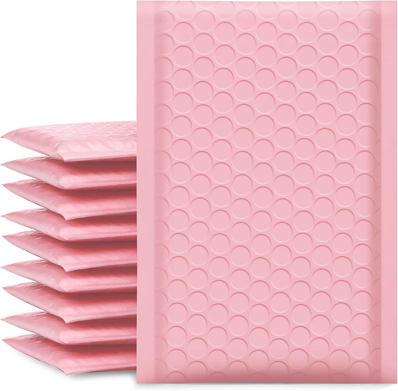 Bubble Mailers 8.5X12 Inch Light Pink 25 Pack Poly Padded Envelopes #2 Medium Ma