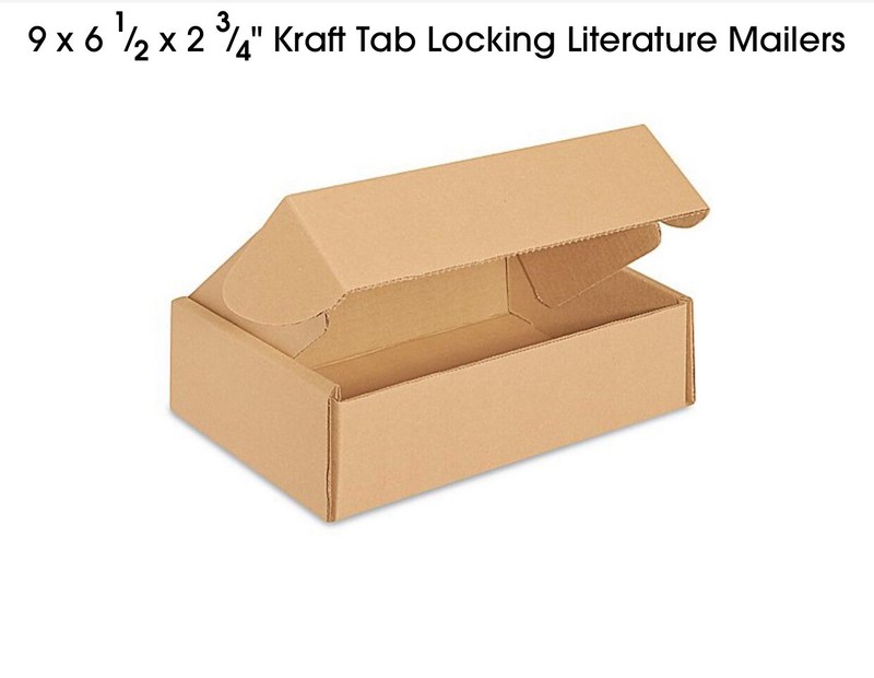 9 x 6 1⁄2 x 2 3⁄4" Kraft Tab Locking Literature Mailers - MADE IN THE USA