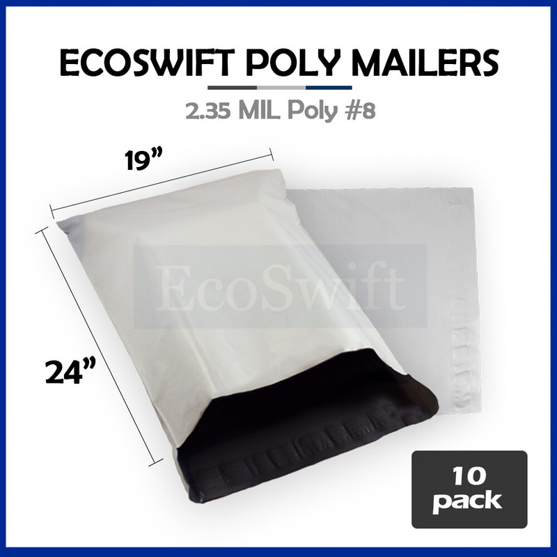 10 19×24 ECOSWIFT WHITE POLY MAILERS SHIPPING ENVELOPES BAGS