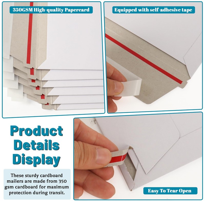 100 PCS 4.5x6.5 Inch White Rigid Mailers Self Seal Document Cardboard Envelope gallery