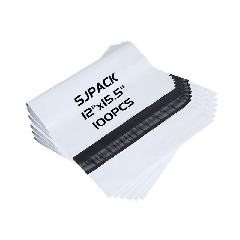 100 PCS White Poly Mailers Envelopes Shipping Bags 2.5 Mil 12×15.5 Inch Bag