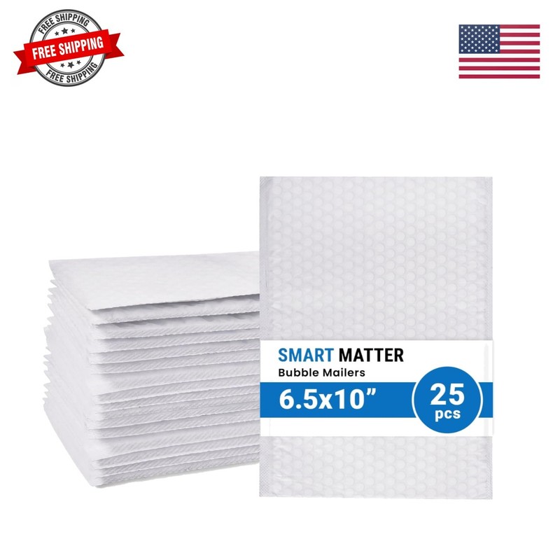 Poly Bubble Mailer 6.5×10″ Usable Size | 25 Pcs White Bubble Mailers | Opaque…
