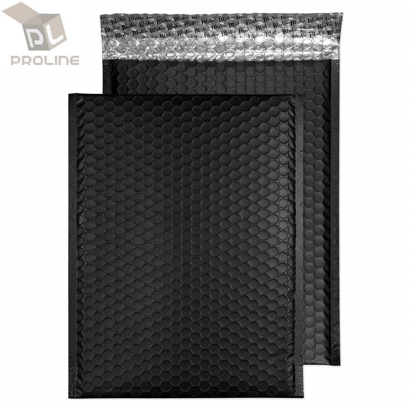 100 #2 Matte Metallic Black Poly Bubble Mailers 8.5×12 (Inner 8.5×11)